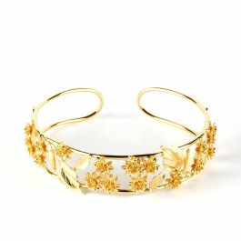 Shabama LUXOR Choker Mujer #oro brillo con estampado de hojas y flores, diseño egipcio moderno, 3 cm ancho, para looks distintivos. Precio: 81.50000012. SKU: B1DAFRD863