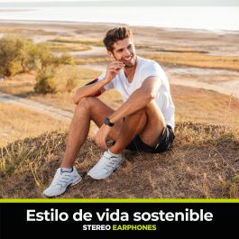 Muvit Auriculares E57 Negro con Micrófono, Almohadillas Ergonómicas y Certificación Ecológica