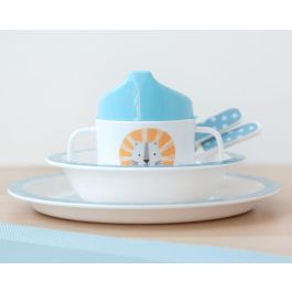 KioKids Vajilla Infantil Set 4 Piezas León Antigolpes Apto Lavavajillas y Microondas para Bebés +6 Meses Multicolor