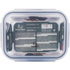 Santa Clara Fiambrera Rectangular con Tapa Hermética, 1500 ml, 23 x 17.5 x 7.6 cm (6 Unidades)