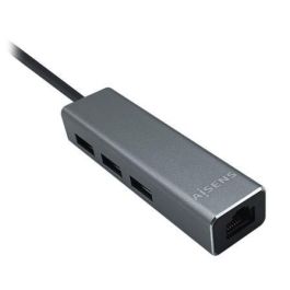 Aisens Conversor USB 3.0 a Ethernet Gigabit 10/100/1000 Mbps con Hub 3xUSB 3.0 - 15 cm Gris