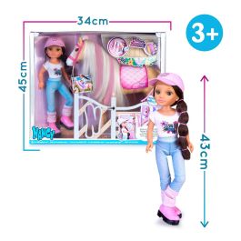 Famosa Nac49000 Nancy Muñeca Un Día Con Su Caballo, articulada, incluye cepillo mágico cambia color crin
