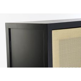 DKD Home Decor Armario Balines Negro Natural Madera Abeto Ratan 160 x 80 x 38 cm