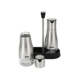 Quttin Set 2 Aceiteras Inoxidables con Soporte - 9.5 x 23 x 17.8 cm (12 Unidades)