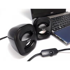 Equip Altavoces 2.0 Mini Negro para PC con Sonido Potente y Conexión USB/Jack 3.5mm