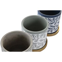 DKD Home Decor Maceta Shabby Gris Verde 13x14x13 cm (12 Unidades)