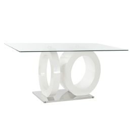 Mesa de Comedor DKD Home Decor Cristal Transparente Blanco Madera MDF (160 x 90 x 75 cm)