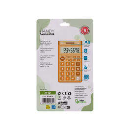 Liderpapel xf10 Calculadora Bolsillo 8 Dígitos Solar y Pilas 115x65x8 mm Naranja