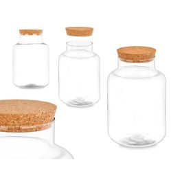 Jarrón Cilíndrico con Agujero y Tapón de Corcho Giftdecor 17.5x25.5x17.5 cm - Vidrio Transparente (4 Unidades) Precio: 24.69000039. SKU: B13HDFVRSE