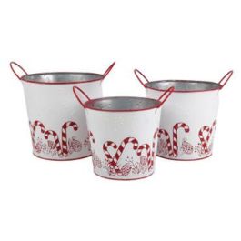 DKD Home Decor Cajas Decoración Navidad Tradicional Metal Blanco Rojo 26x26x22.5 cm - Pack de 2 Sets de 3 Piezas Precio: 30.68999956. SKU: B1GG52B9V6