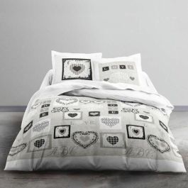 Today Juego de Cama 240x260 cm Matrimonio 100% Algodón 57 Hilos con 2 Fundas Almohada 65x65 cm - Eden White Print