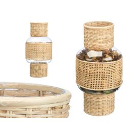 Portavelas Grande de Vidrio y Rattan Giftdecor 18x38x18 cm (4 Unidades) Precio: 61.99000005. SKU: B17GS26BWX