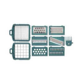 Livoo MEN435 Mandolina multifunción de cocina, 8 cuchillas de acero inoxidable, bandeja recolectora de 1,5 L para corte seguro