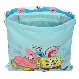 Bolsa Mochila con Cuerdas Spongebob Stay positive Azul Blanco 26 x 34 x 1 cm
