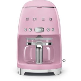 SMEG DCF02PKEU Cafetera de filtro estilo años 50 rosa - 10 tazas, 1.4L, 1050W para café de alta calidad
