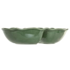 DKD Home Decor Bol Cottage de Gres Verde Oscuro 17 x 6.5 x 30 cm, Apto Lavavajillas