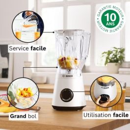Licuadora VitaPower - BOSCH - MMB6141W - 1200 W - 30000 rpm - 2 velocidades + turbo - Bol de 2 L - 4 cuchillas desmontables - Blanca Licuadora VitaPower - BOSCH - MMB6141W - 1200 W - 30000 rpm - 2 velocidades + turbo - Bol de 2 L - 4 cuchillas desmontables - Blanca