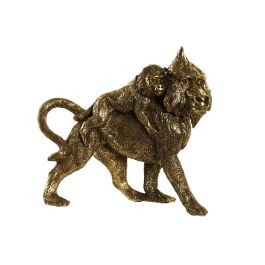 DKD Home Decor Figura Decorativa de Resina con Monos Estilo Colonial, Color Dorado, ideal para Decoración del Hogar, Medidas: 8.5 x 18.5 x 21 cm