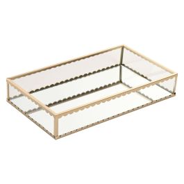 DKD Home Decor Bandeja Decoración Glam Dorado de Cristal y Metal 14 x 4 x 24 cm (4 Unidades) Precio: 39.99284014. SKU: B1DGDFKASM