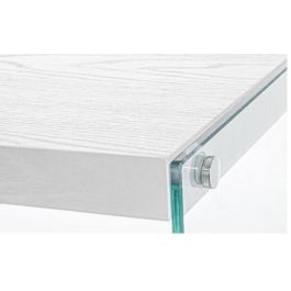 DKD Home Decor Green house 21 Mesa Centro Moderno Blanco Transparente Cristal y MDF 130 x 65 x 35.5 cm