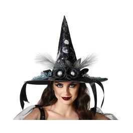 Sombrero De Bruja Negro Con Plumas, Flores Y Perlas Para Mujer Adulta Precio: 8.88999947. SKU: B1AFHZMELQ