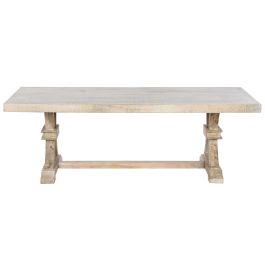 DKD Home Decor Mesa Centro Toscana Blanco Natural Madera Maciza 150 x 70 x 50 cm