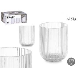 Vaso Bajo Transparente Rayas 270Ml Vivalto 7X9CM (24 Unidades) Precio: 26.8899994. SKU: B1FNN63KBT
