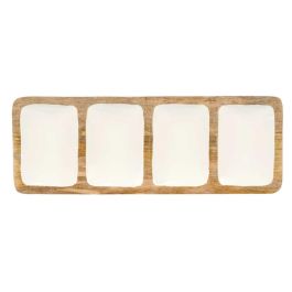 Bandeja Rectangular 4 Espacios Madera Mango Blanco Giftdecor 46x17x3 cm (6 Unidades) Bandeja Rectangular 4 Espacios Madera Mango Blanco Giftdecor 46x17x3 cm (6 Unidades)