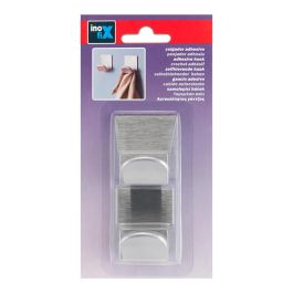 Inofix Colgador adhesivo cromo acero inoxidable, 45 x 40 x 30 mm, blister 2 uds