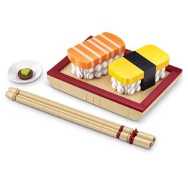 Zuru ZUR4894680036628 Juego de Construcción Mini Snack, 6 Mini Snacks coleccionables, hasta 200 piezas, surtido Hamburguesa, helado o sushi