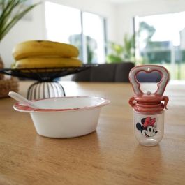 Thermobaby AAAOQ27063 Mordedor de Silicona para Bebés, Diseño Minnie Mouse, Ideal para Introducir Frutas y Verduras Sólidas