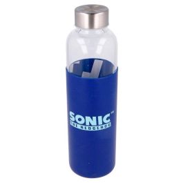 STOR Botella de cristal Sonic The Hedgehog con funda de silicona 585ml