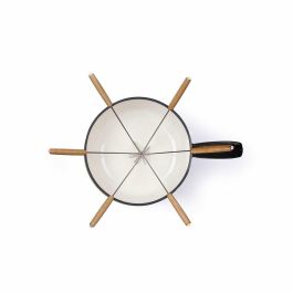 LIVOO MEN426N Juego de Fondue Tradicional 2,6L para 6 Personas de Hierro Fundido Esmaltado, Apto para Todo Tipo de Fuegos con 6 Tenedores