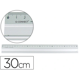 Q-connect Regla Metálica de Aluminio 30 cm con Base de Caucho para Mejor Sujeción Milimetrada Biselada en Funda Precio: 4.49999968. SKU: B1EE52J7D4