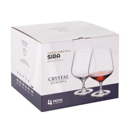 Bohemia Set de 4 Copas para Coñac Serie Sira, Capacidad 590 cc, Medidas: Ø 7.5 x 16 cm (6 Cajas)