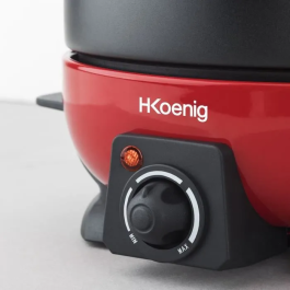 Hkoenig Fondue Eléctrica ALP1800 para 6 personas - 2L - 800W - Termostato regulable - Roja y negra