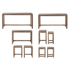 DKD Home Decor India 1c25 Consola y Mesa Item Home de Madera Natural, Medidas 160x40x82 cm, Set de 9 Piezas