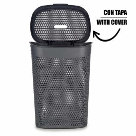 Kipit Cesto para Ropa con Tapa 60L Antracita 43.5 x 57 x 34 cm (Set de 6)