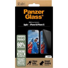 PanzerGlass Protector Pantalla Privacidad iPhone 16 15 UWF Vidrio Templado Fácil Instalación Anti-huellas