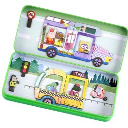 Mieredu Me0884 Puzle Magnético Mis Viajes Coches con 2 Escenarios y 30 Imanes +3 Años