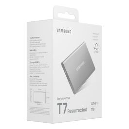 SAMSUNG Portable SSD T7 1TB USB-C 3.2 Gen 2 (10 Gbps) Externo Aluminio Plata - MU-PD1T0G/WW
