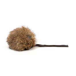 Gloria Rata Con Rabito De Cuero 12 cm Dim. Juguete Natural para Gato Fabricado en España con Piel de Conejo 100% Natural y Sostenible