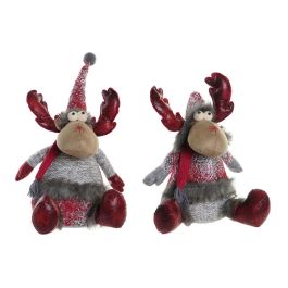 Figura Navidad Tradicional DKD Home Decor Rojo Gris 19 x 32 x 27 cm (2 Unidades)