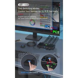 MicroConnect Conmutador KVM Displayport y USB-C de 2 Puertos