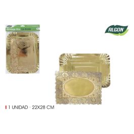 Bandeja Rectangular Oro con Blonda 22x28 cm - Algon (48 Unidades) Precio: 23.78999997. SKU: B17YGMNZ4P