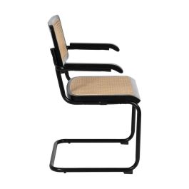 Silla Negro-Natural Madera-Ratán Salón 61,50 X 53 X 82,50 cm