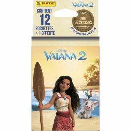 Panini PAN8051708021080 Blister de Sobres y Pegatinas Coleccionables de Vaiana 2 - Incluye 12 Sobres (1 Gratis) y 65 Pegatinas.