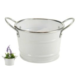 Macetero Bajo con Asas Blanco Filo Plata Ibergarden 17.5x8.5x12.5 cm - Metal Zinc (72 Unidades) Precio: 62.79000002. SKU: S3606094