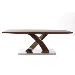 DKD Home Decor Mesa de Centro Moderna Madera y Acero Marron Oscuro Plateado 120 x 60 x 43.5 cm