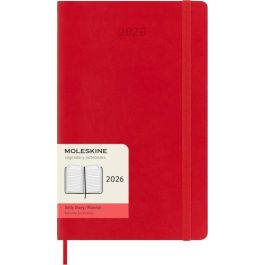 Moleskine DSF212DC3Y26 Agenda Diaria 2026, 12 Meses, Tapa Blanda Roja, Tamaño L (13x21 cm) con Goma Elástica